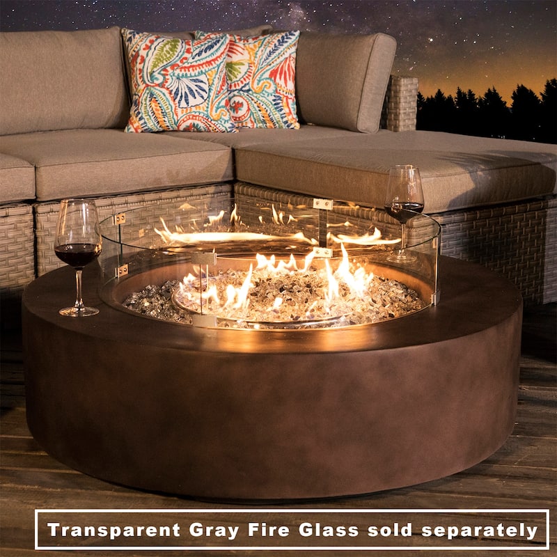 COSIEST 8-Piece Outdoor Furniture Sofa With Fire Table,Tank Outside