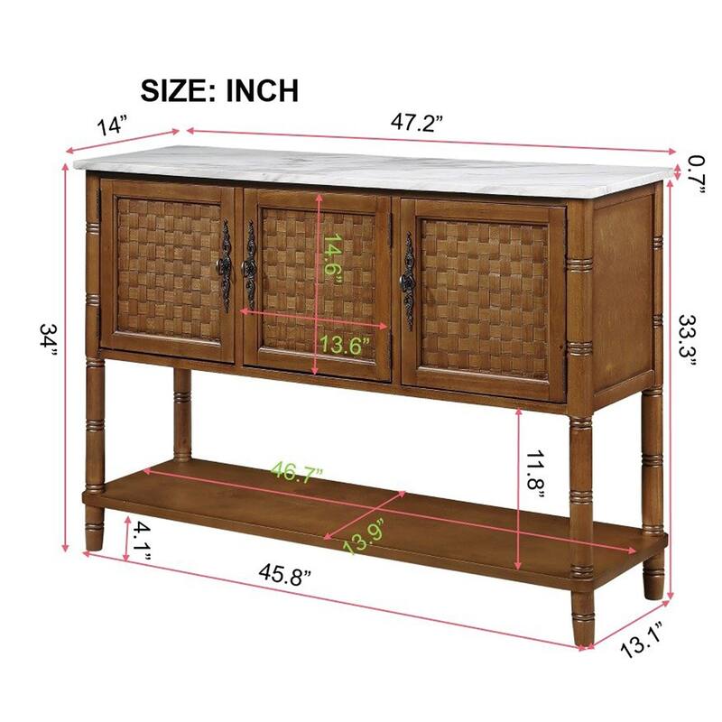 47'' Entryway Table with artificial stone look tabletop(clearance)
