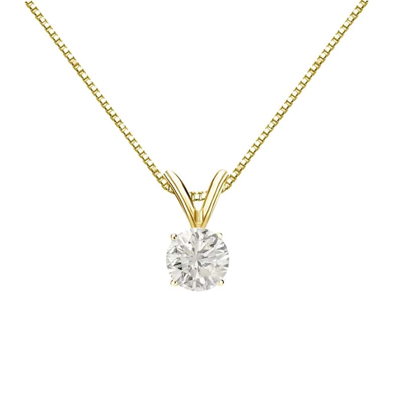Auriya 14k Gold 1/3ctw Round Solitaire Diamond Necklace (J-K, SI1-SI2)
