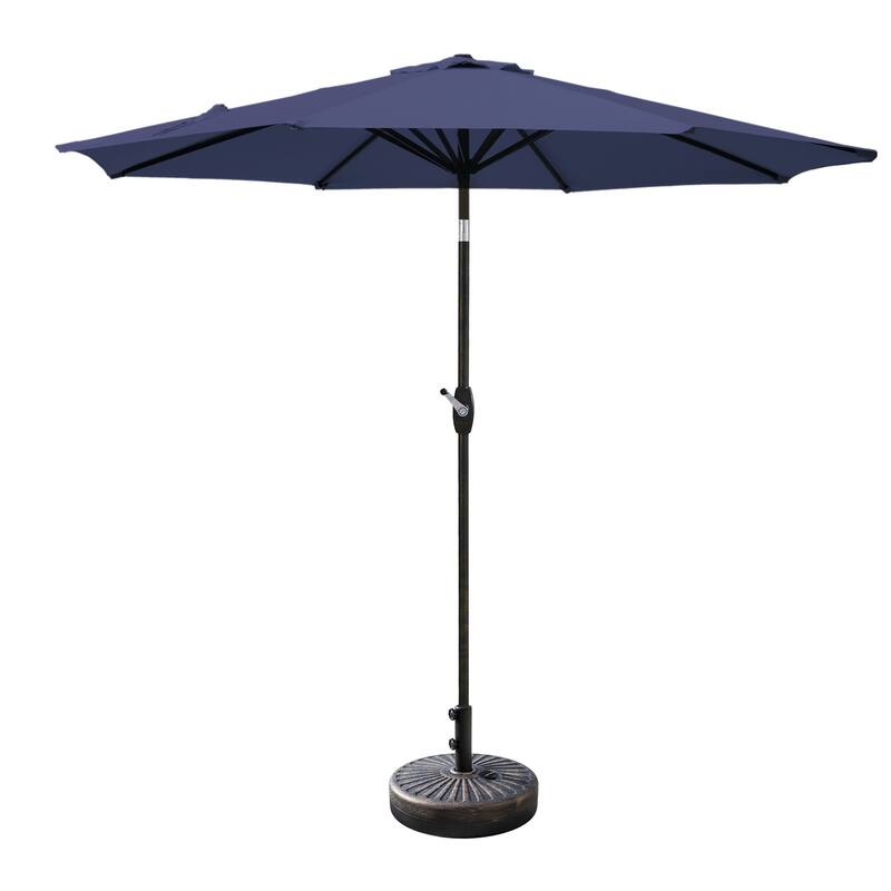 Brock 9-Foot Market Patio Umbrella with Concrete Base Weight Stand Included