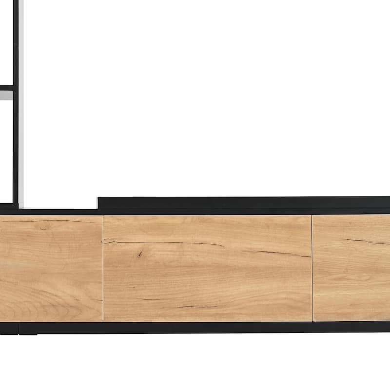 74.8"-126" Extendable TV Stand with 3 Tier Bookshelves and Storage Cabinets for TVs Up to 110"
