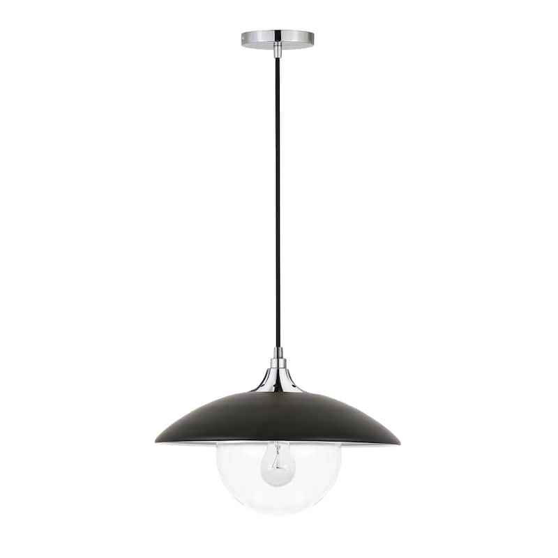 Alvia 14.5" Wide Pendant with Metal/Glass Shade - 14.5" Wide