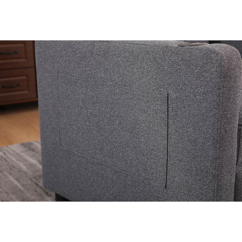 Convertible Pull-Out Sofa Bed with Side Pockets, Sleeper Chair with USB Charging, Single Chaise Lounger Chair