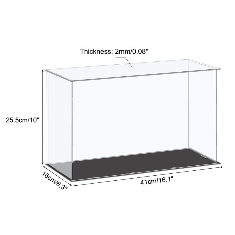 Acrylic Display Case Plastic Box Cube Storage Small Dustproof Showcase - 16.1x6.3x10 Inch