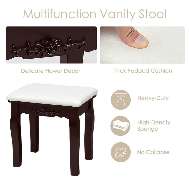 Gymax Vanity Table Set w/10 Light Bulbs and Touch Switch Makeup