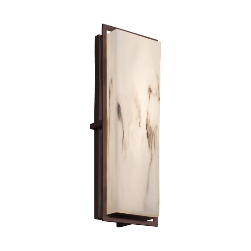 Justice Design LumenAria Avalon Dark Bronze ADA LED Large Outdoor Wall Sconce, Faux Alabaster Shade - Dark Bronze