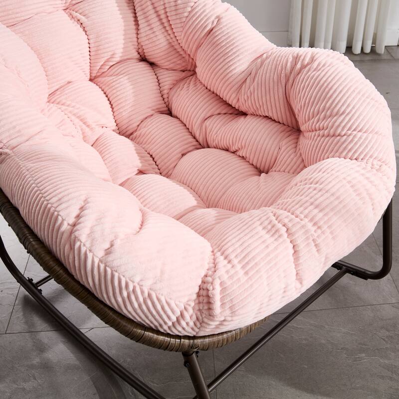 Outdoor Rattan Rocking Chair,Padded Cushion Rocker Recliner Chair Outdoor for Front Porch, Living Room, Patio, Garden