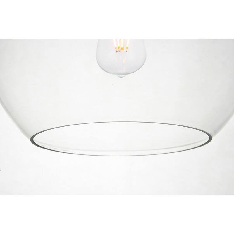 Brad 1-Light Plug in Pendant with Clear Shade - Black - 10" Diameter