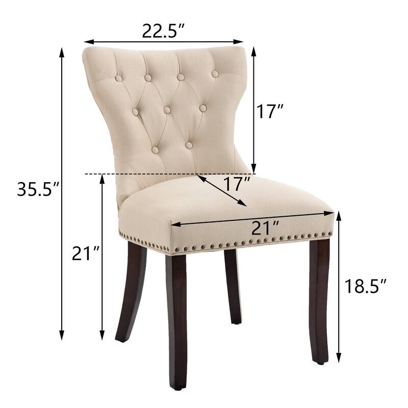 Fabric Wingback Dining Chairs Comfy Armless Accent Chairs Set of 2