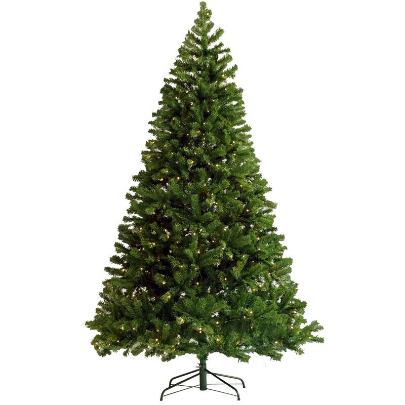 Pre-Lit Artificial Hinged Christmas Tree - Foldable Stand, Xmas Decoration - Green