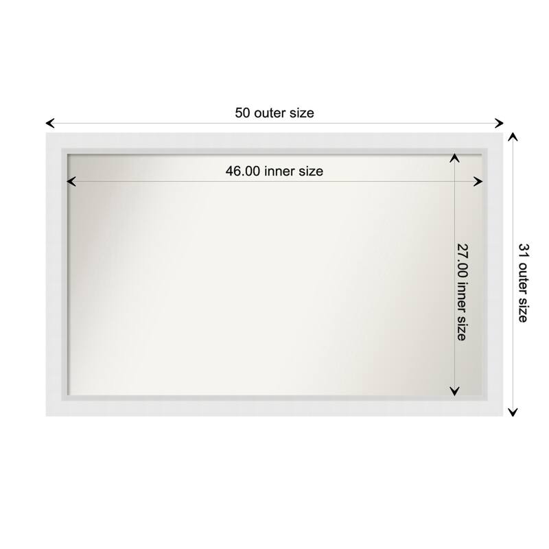 Blanco White Framed Non-Beveled Custom Wall Mirror, Bathroom Vanity Mirror - Outer Size: 50.25 x 31.25