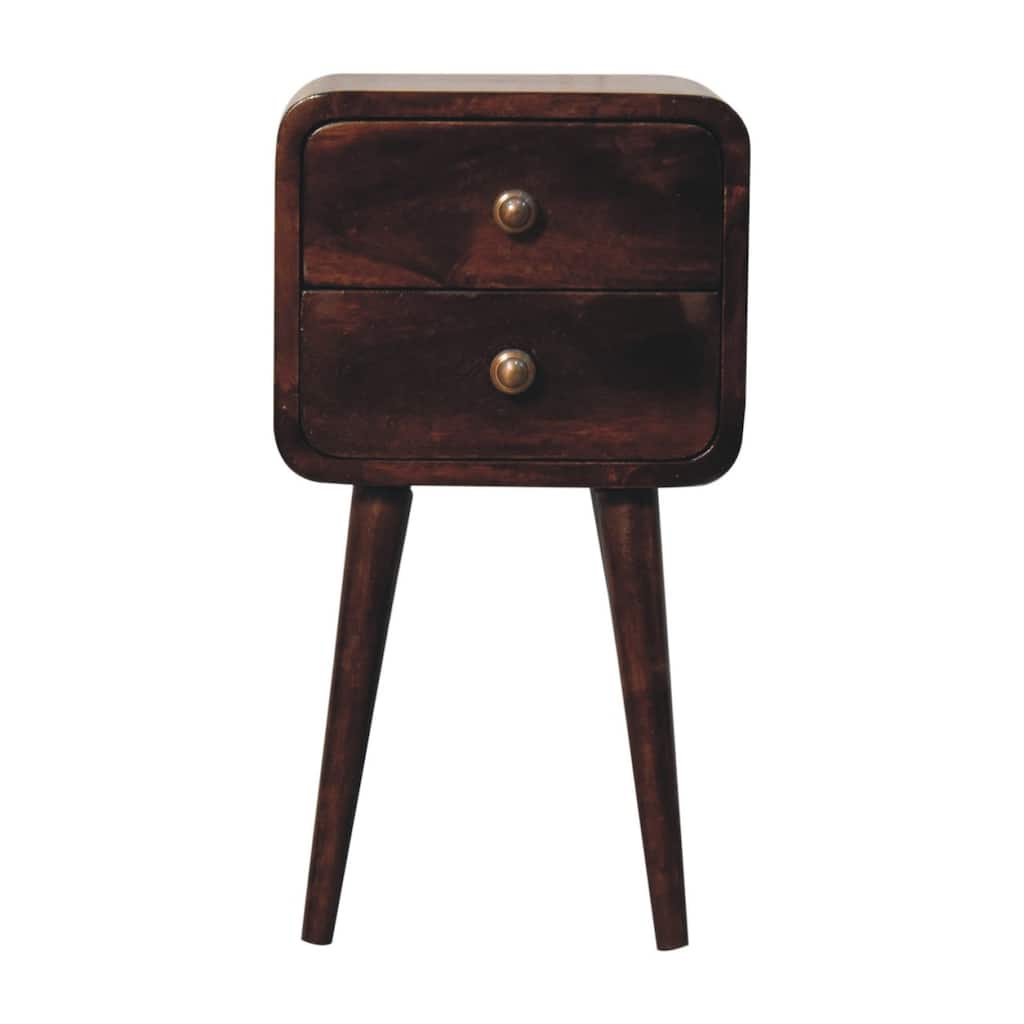 Artisan Furniture Solid Wood Mini California Walnut Curved Bedside, 2 drawer