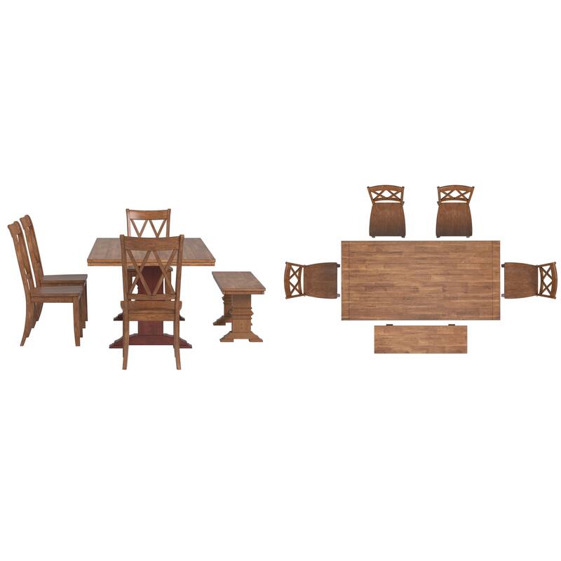 Ronda 78.7" Rectangular Solid Wood Top Dining Set with X-Back Chairs