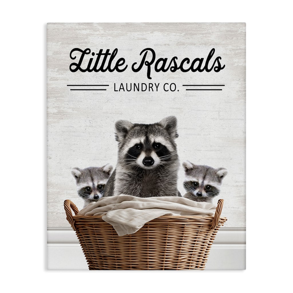 Stupell Little Rascals Laundry Raccoons Canvas Wall Art Design By Lettered and Lined