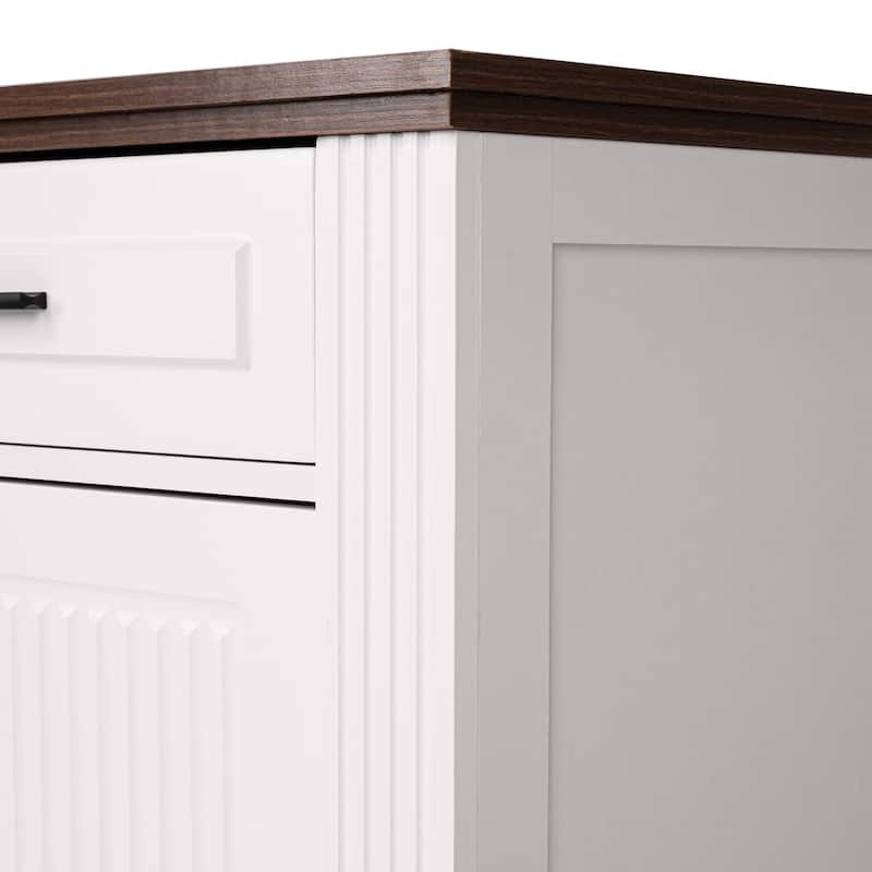 Fluted Sideboard Cabinet with 4 Doors & 3 Drawers, Wood Storage Console Table, Coffee Bar Cabinet with Adjustable Shelf