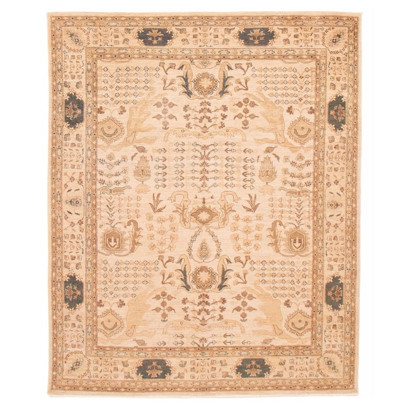 ECARPETGALLERY Hand-knotted Chobi Finest Ivory Wool Rug - 7'11 x 9'10 - Ivory - 7'11 x 9'10