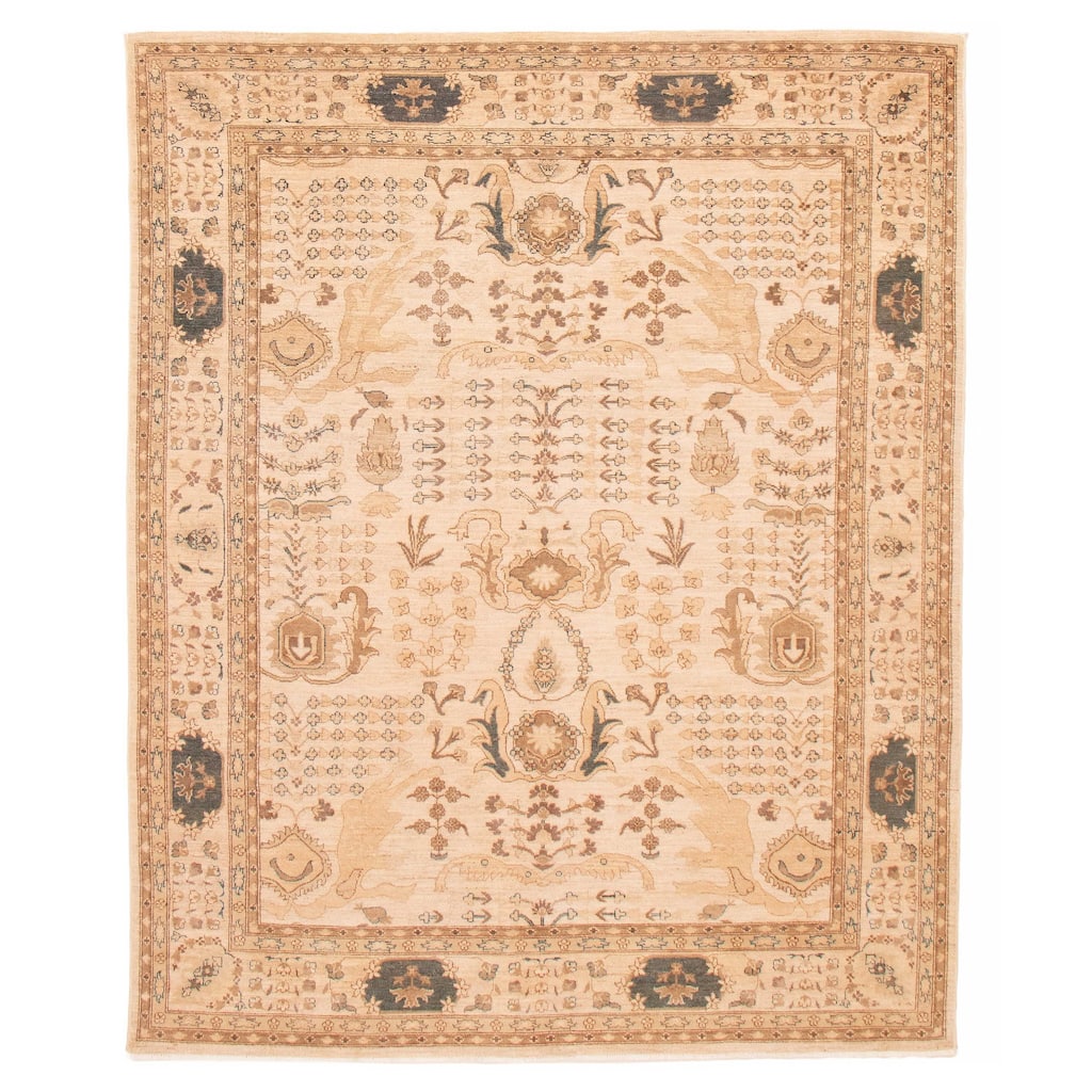 ECARPETGALLERY Hand-knotted Chobi Finest Ivory Wool Rug - 7'11 x 9'10