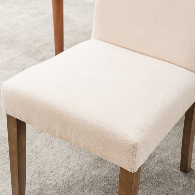 Upholstered Modern Dining Chairs, Linen Fabric Side Chairs Set of 2