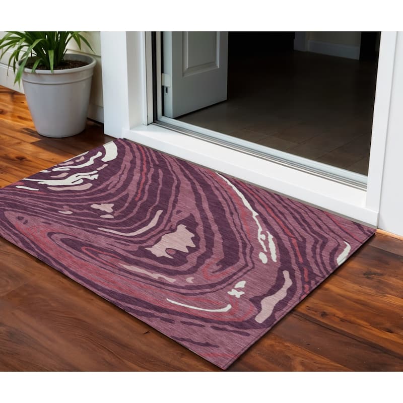 HomeRoots Abstract Transitional Rectangle Outdoor Rug - 3' x 5'
