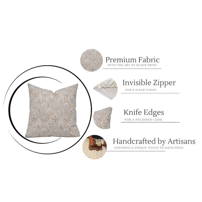 Fabdivine Cotton Farmhouse Block print pillow Cover