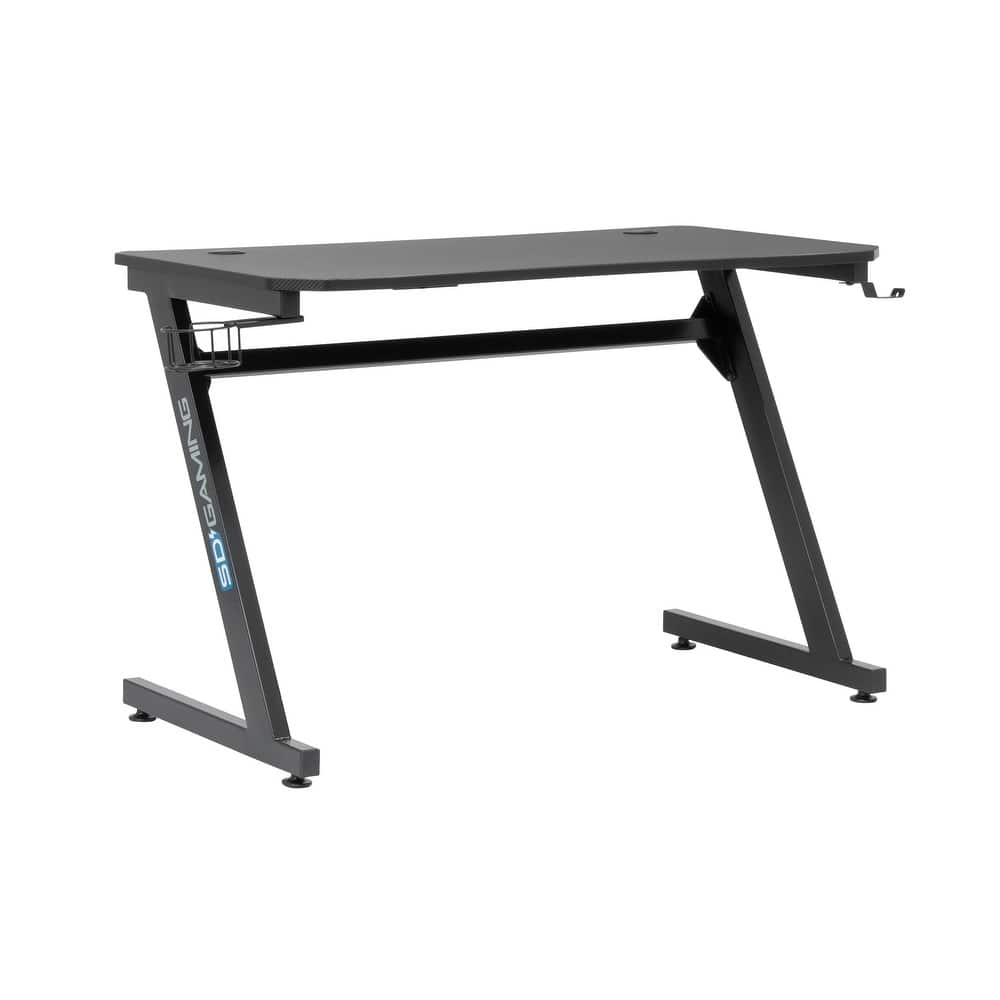 SD Gaming Zone Black and Grey Gamer Desk with Charging Station