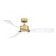 preview thumbnail 1 of 10, Fanimation SculptAire 52 inch Indoor/Outdoor Ceiling Fan with LED Light Kit and Remote - Brushed Satin Brass with Clear Blades