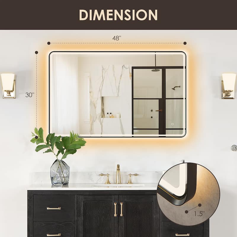 Altair Viaggi Rectangle Framed LED Lighted Wall Mirror