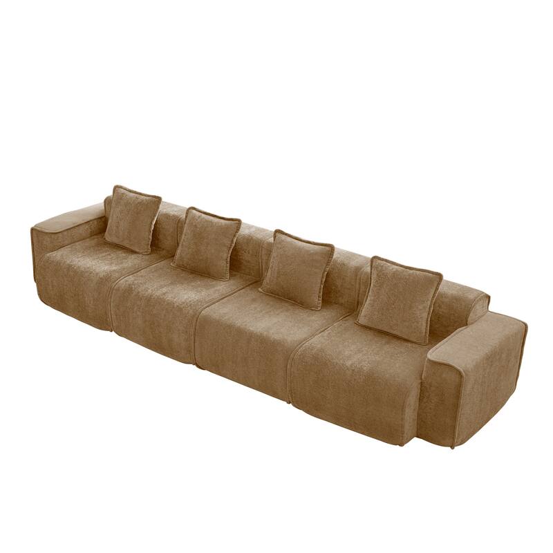 GDFStudio - Modular 4-Seater 138.58" Boneless Velvet Sofa