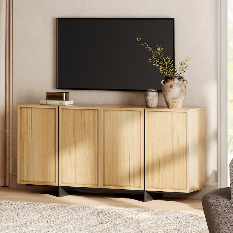 WAMPAT TV Stand for 32-75 Inch TVs, Modern TV Console, Entertainment Center with T-Shaped Legs for Living Room