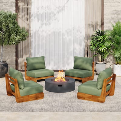 Christopher Knight Home - Callahan Low Profile Acacia Patio Club Chair with Removable Cushions and Water-Repellent Fabric