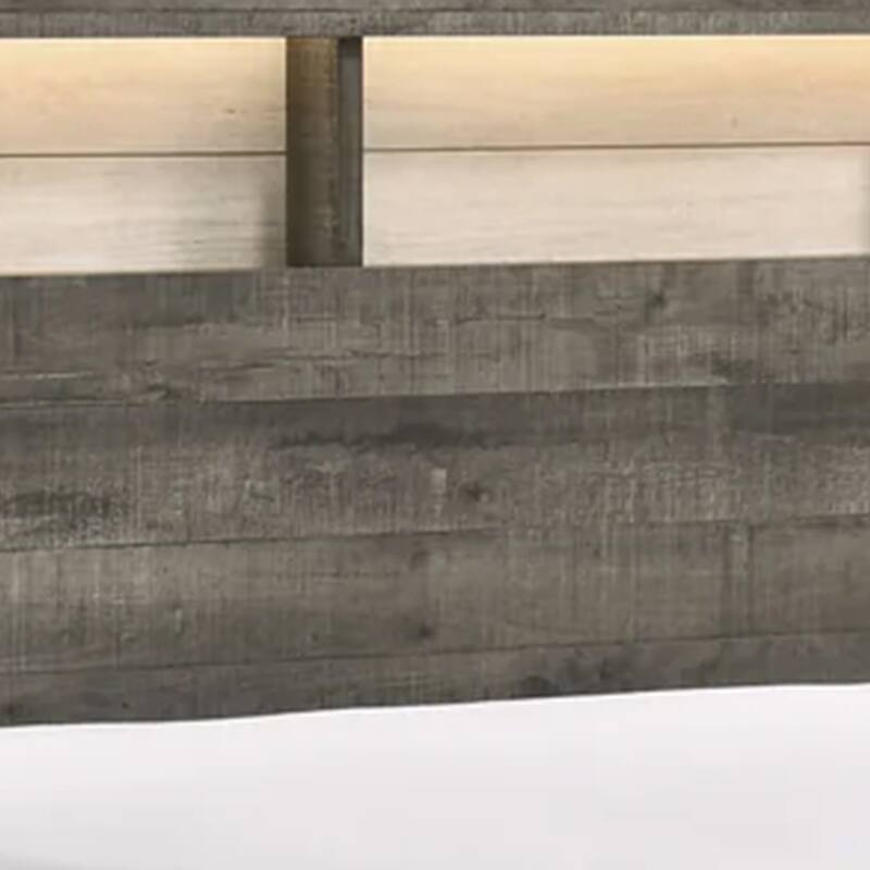 Ruthe Low Profile Queen Panel Bed with Built-In Lights, Ash Gray Wood