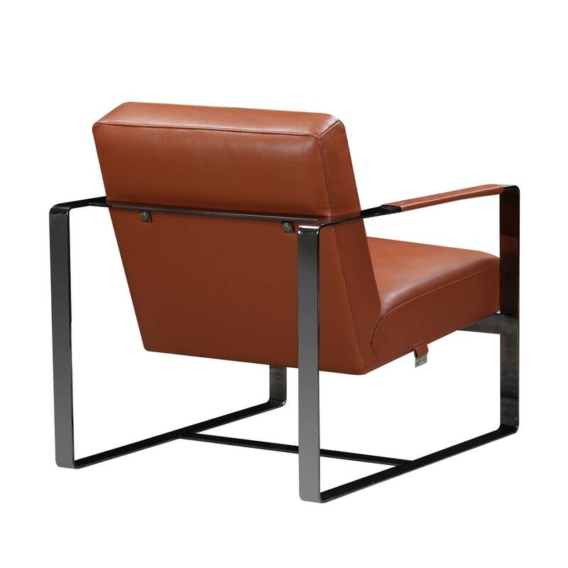 HomeRoots 28" Camel And Black Genuine Leather Arm Chair - 28 in. x 31 in. x 35 in.