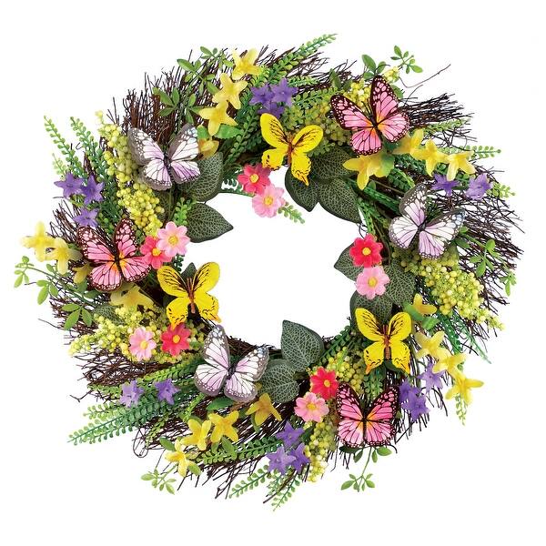 Colorful Wildflowers & Butterflies Hanging Wreath Bed Bath & Beyond