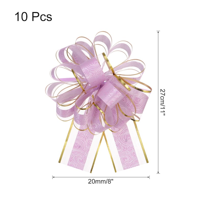 10pcs Large Pull Bow Gift Wrapping Bows Ribbon Organza for Wedding - Light Purple - 8 Inch