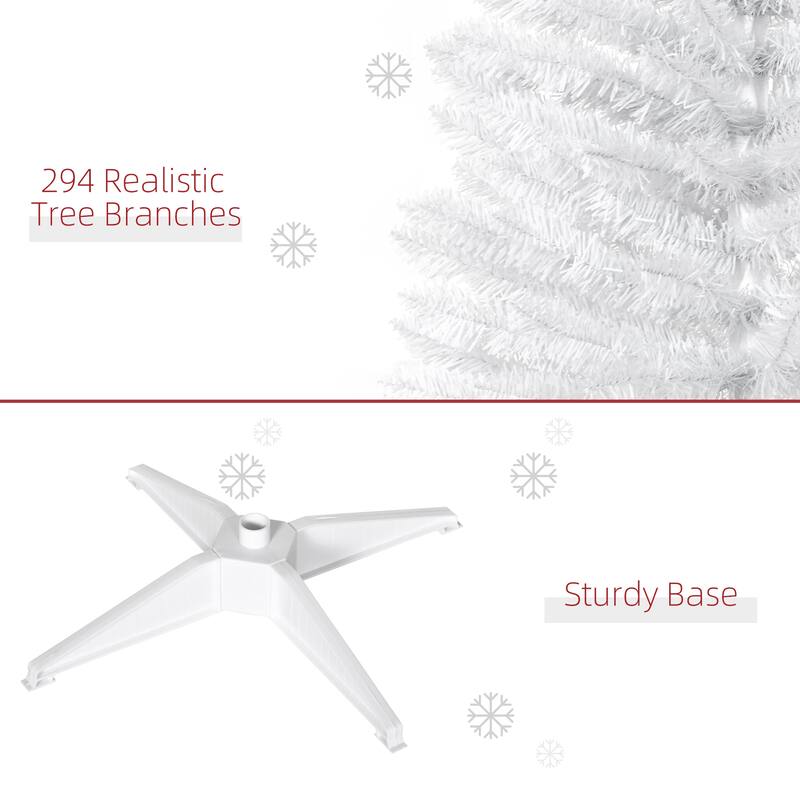 HOMCOM 5' Unlit Artificial Pencil Christmas Tree, Slim Xmas Tree with Foldable Metal Stand - 4.91 ft