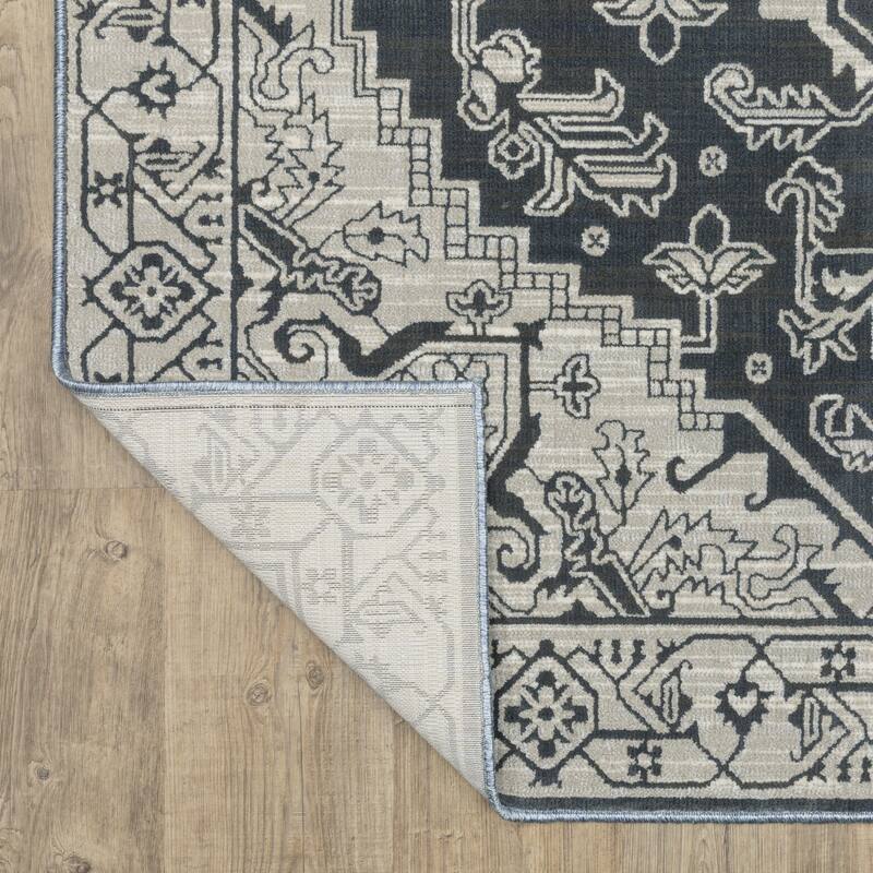 Style Haven Ingram Two-Tone Medallion Blue/ Grey Area Rug