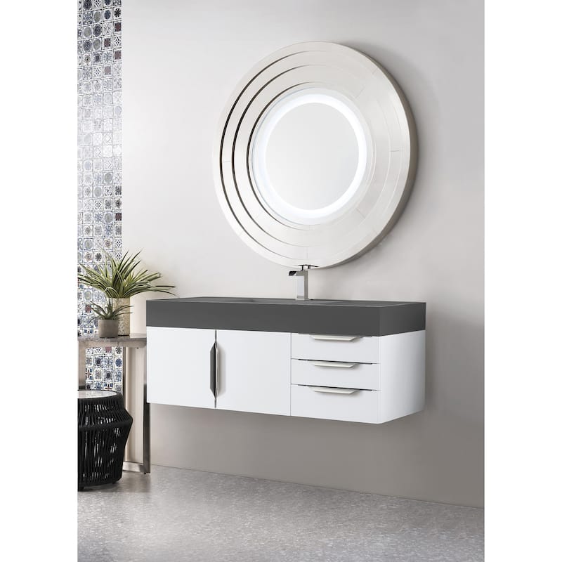 James Martin Vanities Mercer Island 48" Single Vanity, Glossy White with Brushed Nickel Hardware