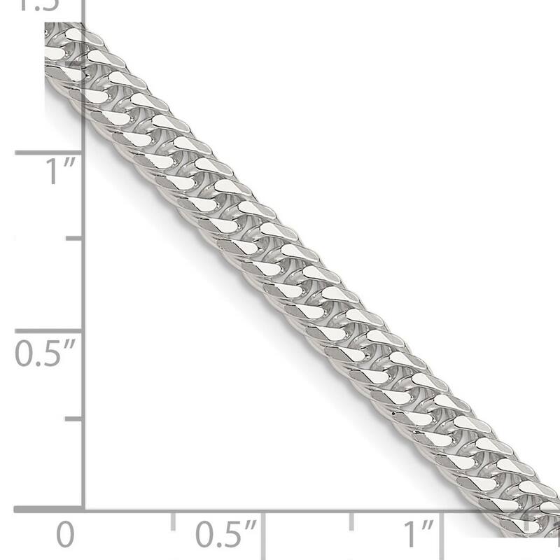 Curata 925 Sterling Silver 4.8mm Double Beveled Curb Chain Necklace for Men