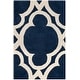 preview thumbnail 15 of 40, SAFAVIEH Handmade Chatham Chessie Modern Wool Rug 2' x 3' - Dark Blue/Ivory - Rectangle