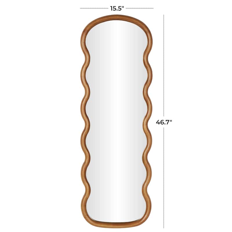 Wood Abstract Handmade Wavy Wall Mirror - Brown - Roche River Decor