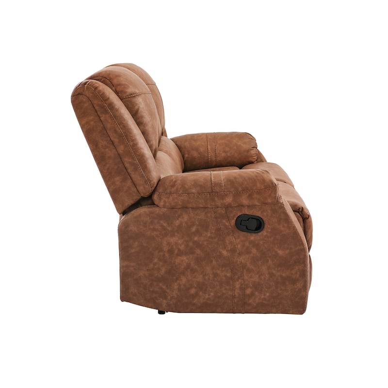 Manual Recliner,Faux Leather Reclining Sofa Set, 2-Seater Reclining Sofas For Living Room - 59"W X 37.4"D X 39.8"H