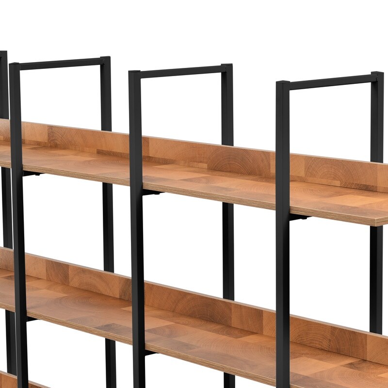 Industrial Style 5-Tier Cross Design Bookcase Home Office Open