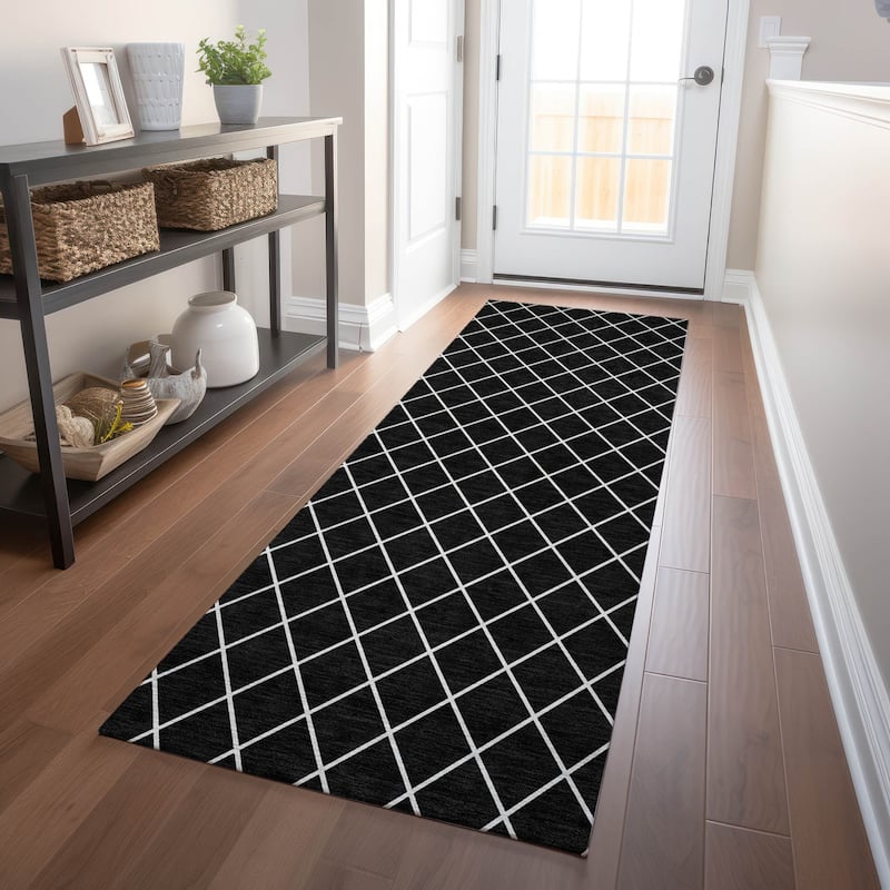 Machine Washable Indoor/ Outdoor Chantille Diamond Trellis Rug
