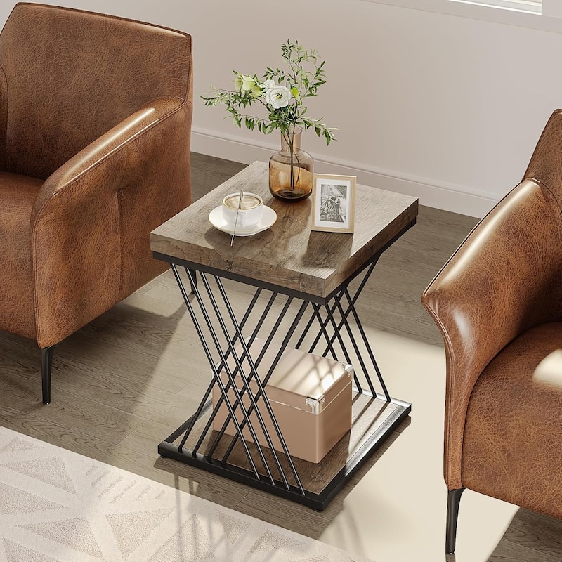 Square Side End Table for Living Room, Nightstand for Bedroom