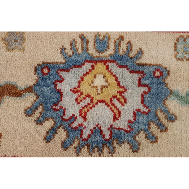 All-Over Floral Oushak Oriental Area Rug Hand-Knotted Wool Carpet - 8'8" X 11'7"