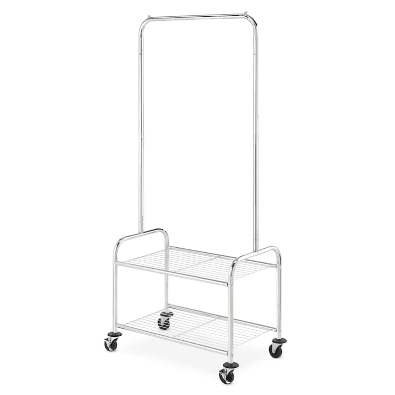 Whitmor Commercial Rolling Laundry Butler with Wire Storage Rack - Chrome