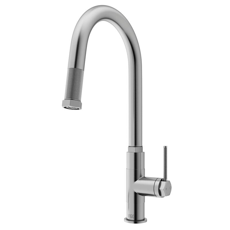 VIGO Hart Arched 18" H Single Handle Pull-Down Kitchen Faucet - Without Extras - Stainless Steel
