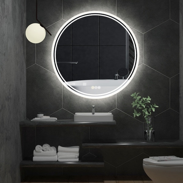 Large round backlit mirror cheap