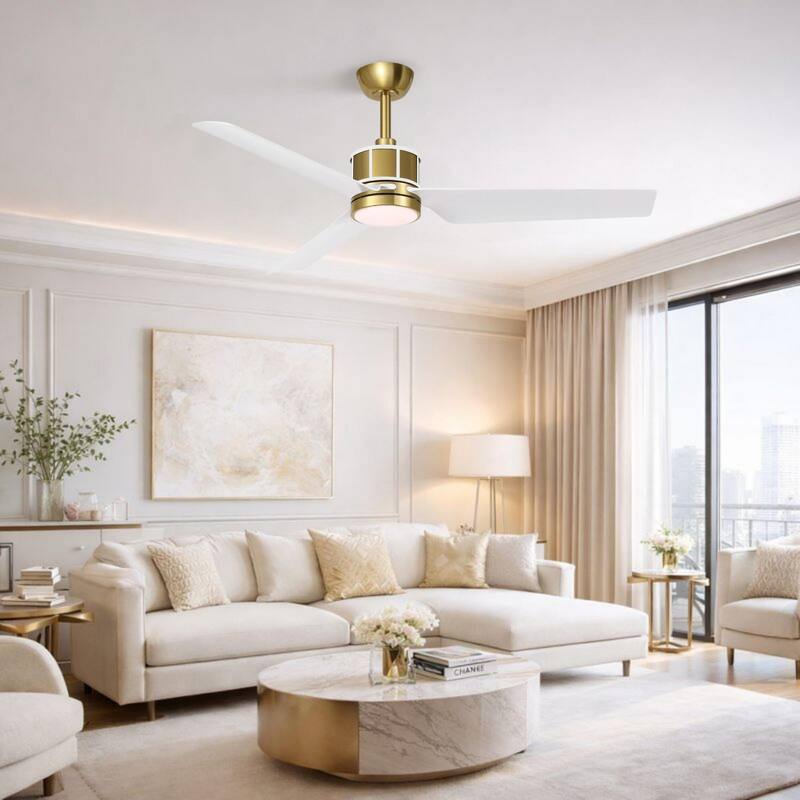 52" Modern 3-Blade Indoor Ceiling Fan with Dimmable LED and Remote Control