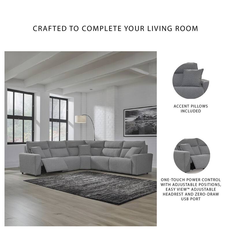 Signature Design by Ashley Modmax Gray 5-Piece Power Reclining Sectional - 125" W x 125" D x 41" H